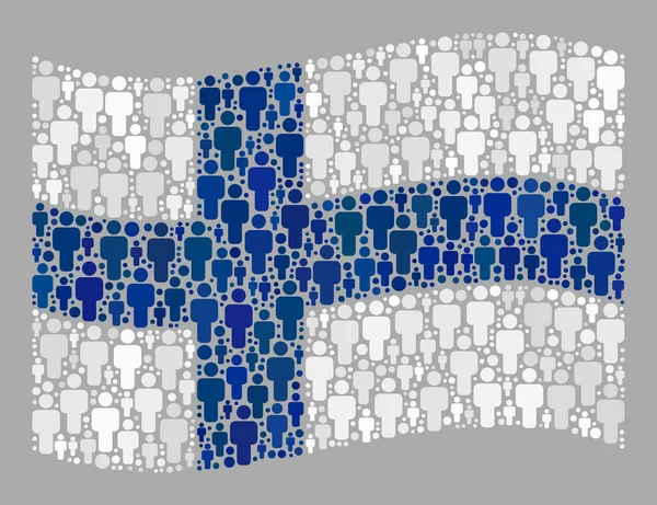 Sventolare la bandiera demografica finlandese - Collage con elementi umani — Vettoriale Stock