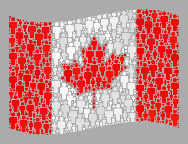 Waving Population Canada Flag - Collage of Man Icons — Stock Vector