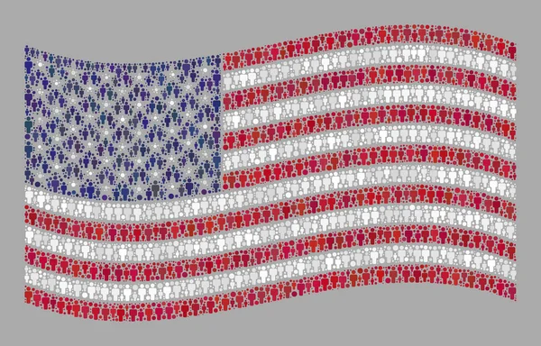 Размахивание флагом США - Мозаика икон — стоковый вектор