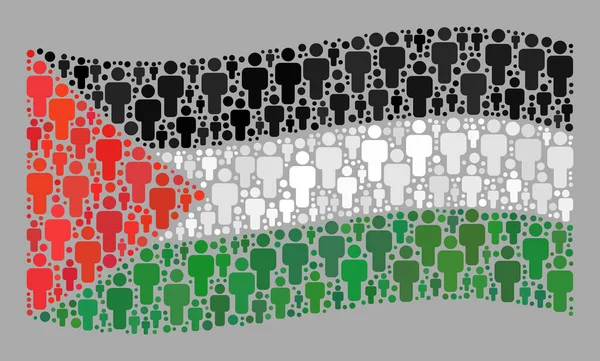 Waving Crowd Palestine Flag - Collage of Person Elements — Stock Vector