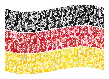 Sallanan Müzik Almanya Bayrağı - Müzik Notaları Kolajı
