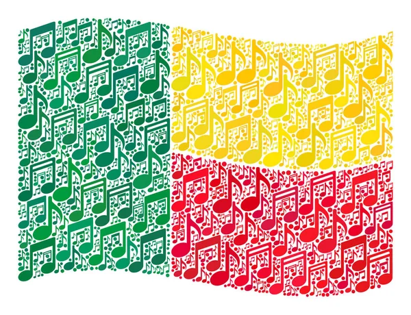 Integető zene Benin zászló - Collage of Music Notes — Stock Vector