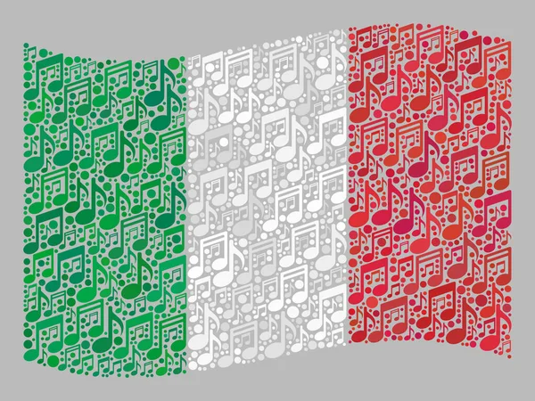 Acenando Bandeira da Itália - Colagem com Notas de Música —  Vetores de Stock