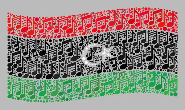 Waving Musical Libya Flag - Kolaż z nutami muzycznymi — Wektor stockowy