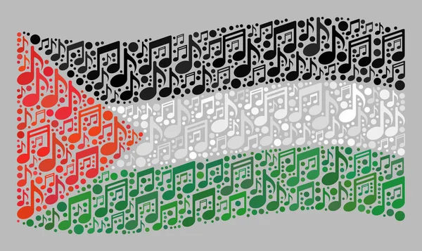 Waving Musical Palestine Flag - Kolaż nut muzycznych — Wektor stockowy