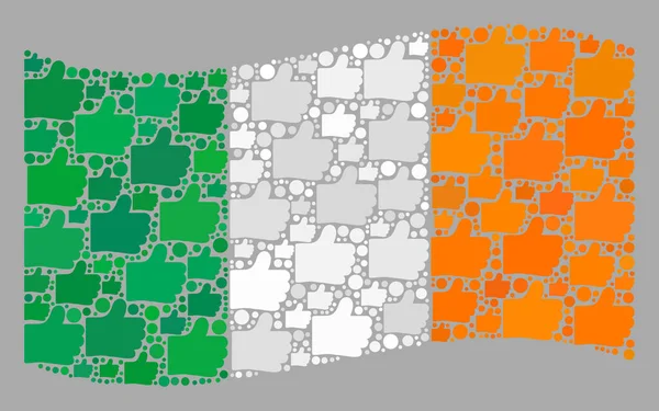 Sventolare la convalida Irlanda Bandiera - Collage of Thumb Up Elements — Vettoriale Stock