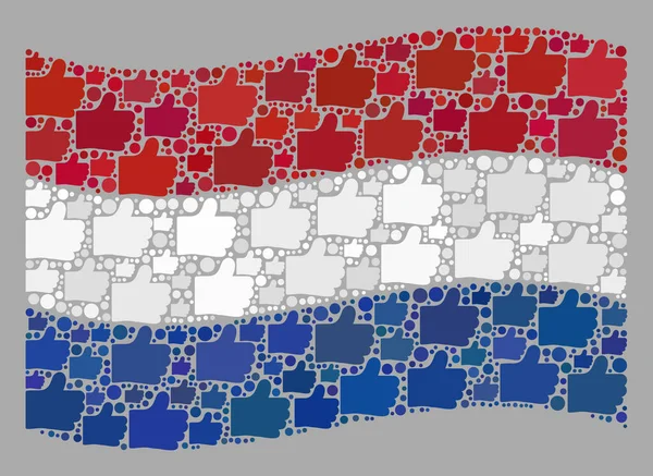 Oleando Éxito Bandera de Holanda - Mosaico con Iconos Pulgar Arriba — Vector de stock