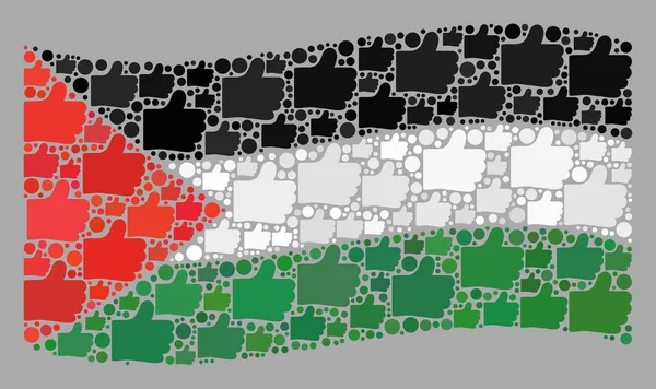Waving Approval Palestina Flag - Koláž s prvky palce nahoru — Stockový vektor