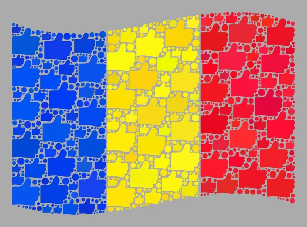 Ondeando la bandera de Rumania - Mosaico de elementos similares — Vector de stock
