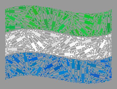 Dalgalanan Bağımlılık Sierra Leone Bayrağı - Şırınga Elementleriyle Kolaj