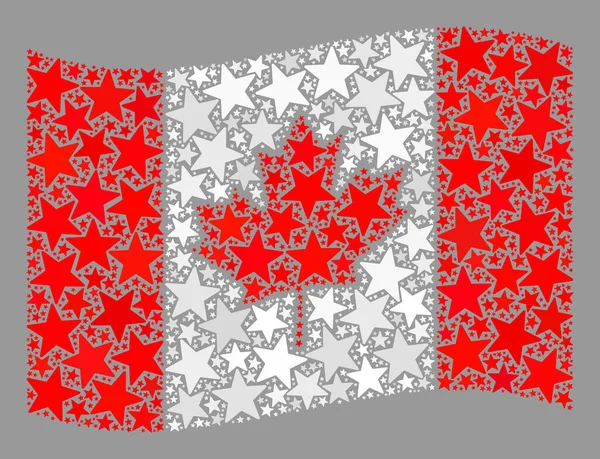 Waving Star Kanada Flagge - Mosaik mit Sternen — Stockvektor