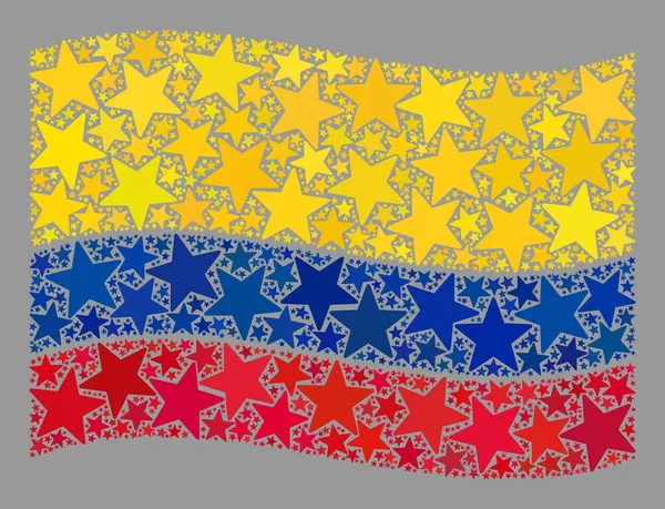 Flaga Waving Star Kolumbia - Mozaika z gwiazdami — Wektor stockowy