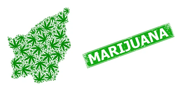 Odznaka za Marihuanę i Mapa z San Marino Mozaika z ikonami marihuany — Wektor stockowy