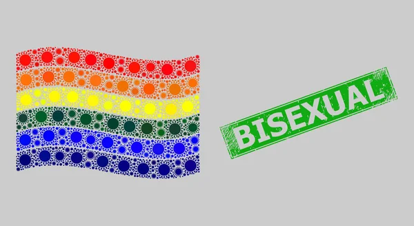 Gummi Bisexuell Badge och vifta Sunny HBTQ flagga Collage med solar — Stock vektor