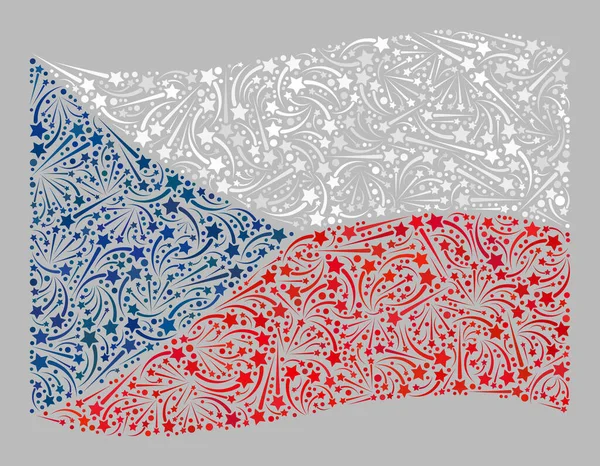 Célébration Drapeau tchèque - Mosaïque des étoiles Petard — Image vectorielle