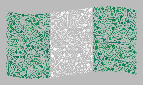 Флаг Нигерии - Мозаика со звездами фейерверка — стоковый вектор