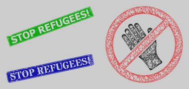 Dokulu Mültecileri Durdur Ünlemi. Mühürle ve Çapraz Web Ağına Dokunma