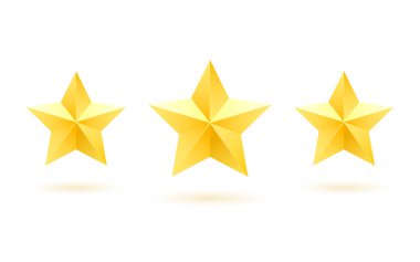 Beyaz arkaplanda beş köşeli altın yıldızlar..