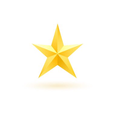 Beyaz zemin üzerinde altın gerçekçi metalik yıldız.