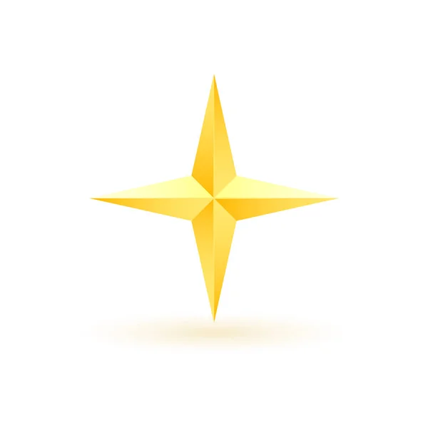 Estrella metálica realista dorada sobre fondo blanco 5. — Vector de stock