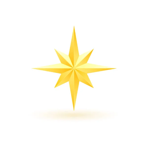 Goud realistische metalen ster op een witte achtergrond 4. — Stockvector