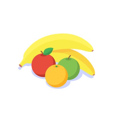 Beyaz arkaplanda ayrı bir meyve seti.