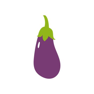 Beyaz arka planda izole edilmiş patlıcan simgesi. Vektör düz resimleme.