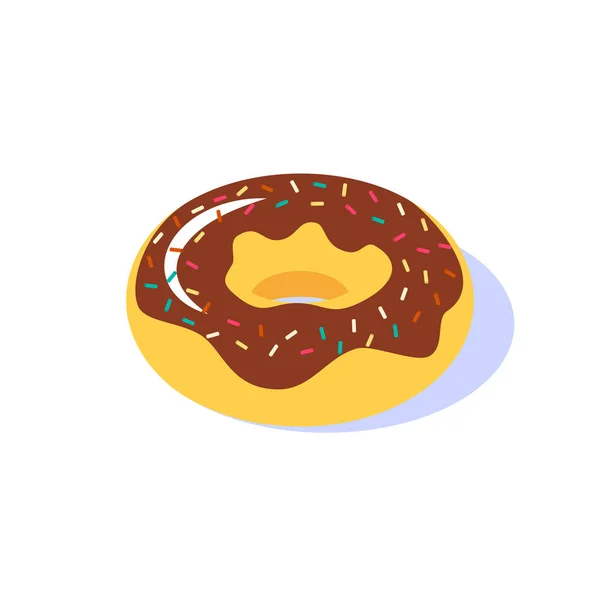 Isolated donut with chocolate icing and pastry topping on a white background. — Stock Vector