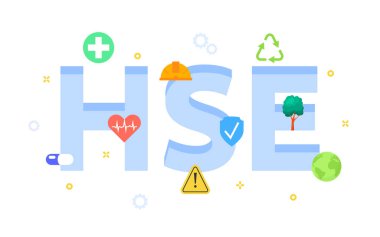 Sağlık, Güvenlik ve Çevre konsepti pankartı. İş ve web tasarımı için bilgi.