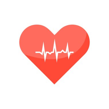 Beyaz arkaplanda kardiyogramı olan izole kalp simgesi.