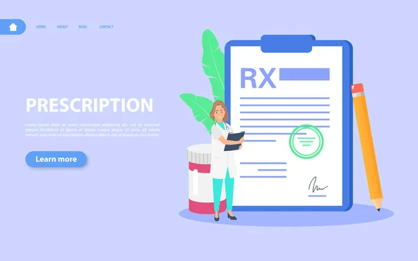 Rx medical prescription. The doctor prescribes prescription drugs for the patient. — Stock Vector