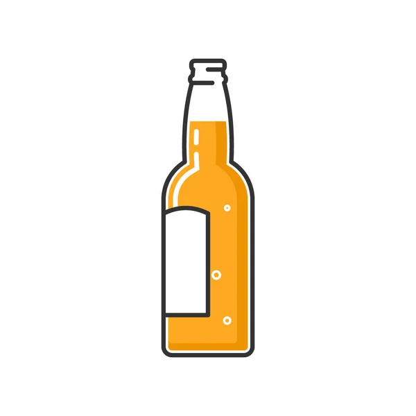 打开的啤酒瓶，白色背景隔离。侧视图. — 图库矢量图片