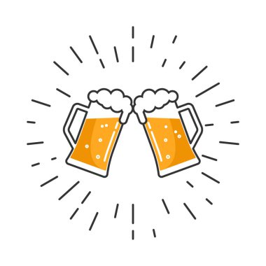 Beyaz arka planda köpüklü iki bardak bira..