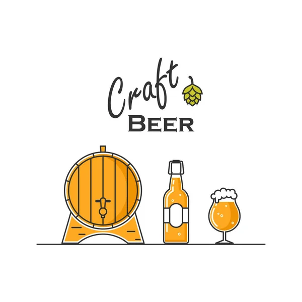 Clipart na téma řemeslné pivo na bílém pozadí. — Stockový vektor