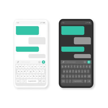 Mobil uygulama sohbet kutusu şablonu tasarımı. Web tasarımı için UI UX ögeleri.