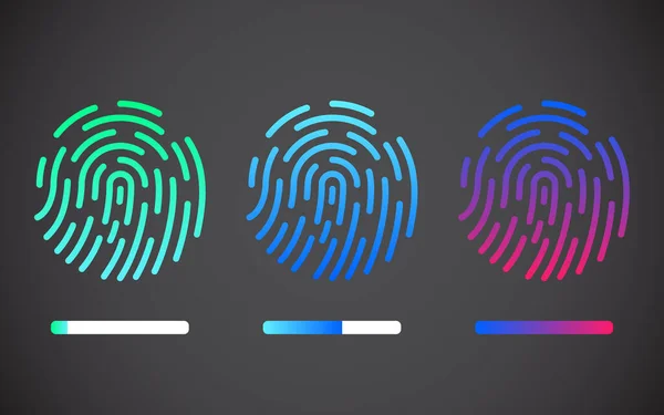 Des empreintes digitales. Identification biométrique et cybersécurité. Autorisation d'empreintes digitales. — Image vectorielle