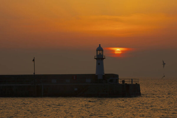 Beautiful Seascape Lighthouse Sunrise Stock Image