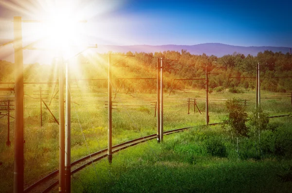 Binario ferroviario curvo — Foto Stock