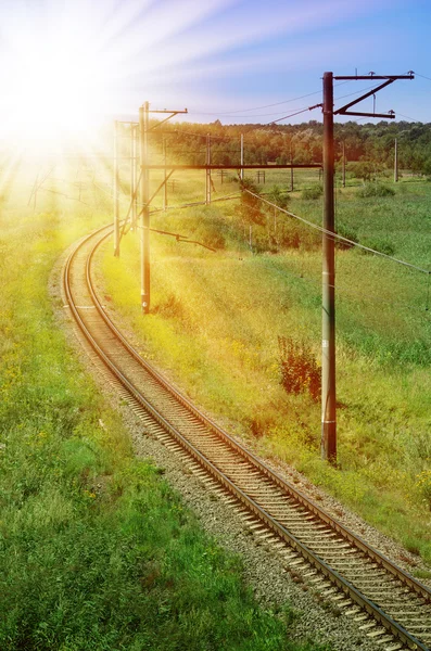 Böjt järnvägsspår — Stockfoto