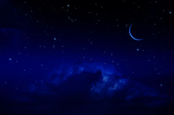 Yıldızlı ve bulutlu gece göğü
