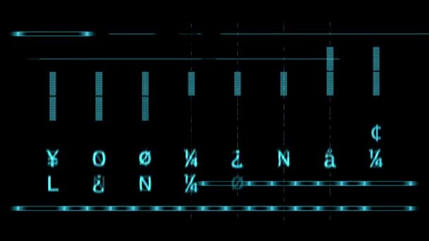 青い線、デジタル黒い画面上の文字 — ストック動画