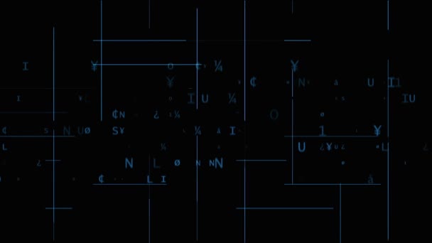 Números azuis em movimento no fundo preto — Vídeo de Stock