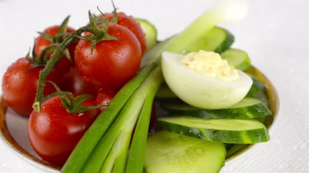 Still life of vegetables background. — Stock Video