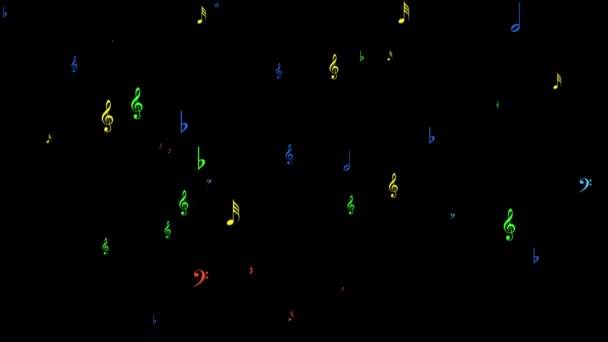 Çok renkli müzik notlar — Stok video