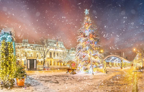 Ландшафт Різдвяним Ринком Яссах Молдавія Румунія — стокове фото