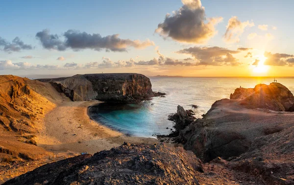 Krajina Pláží Papagayo Při Západu Slunce Lanzarote Kanárské Ostrovy Španělsko — Stock fotografie