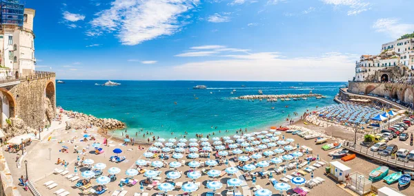 Atrani Italie Juin 2019 Paysage Avec Plage Étonnante Ville Atrani — Photo