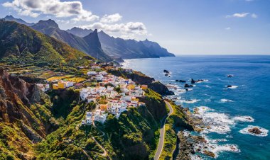Landscape with coastal village at Tenerife, Canary Islands, Spain clipart
