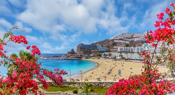 Landskap Med Puerto Rico Och Strand Gran Canaria Spanien — Stockfoto