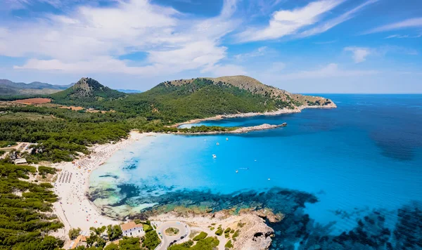 Cala Agulla Nın Havadan Görünüşü Mallorca Spanya Daki Cala Ratjada — Stok fotoğraf